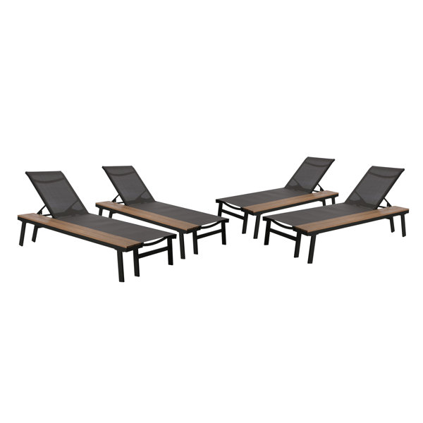 Union Rustic Absinthe Outdoor Metal Chaise Lounge Set with Table